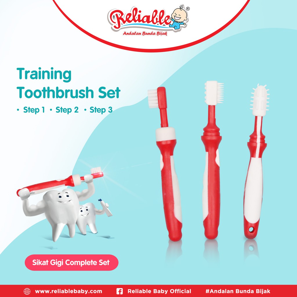 Sikat Terapi Wicara Gusi Lidah RELIABLE Complete Set 3in1 Sikat Gigi Bayi 7903 Sensori speech delay