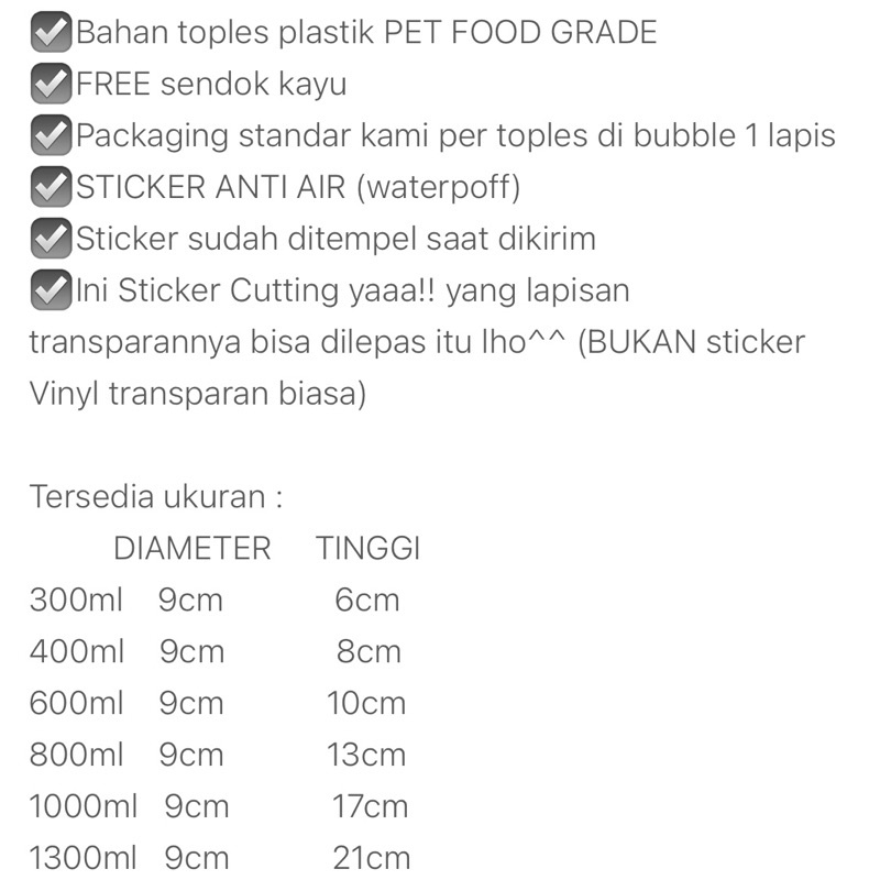 Toples Plastik (+Custom Sticker Tulisan PREORDER)