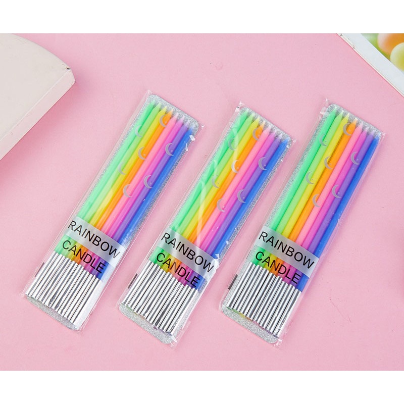 Lilin ulang tahun Pensil Rainbow isi 8pcs