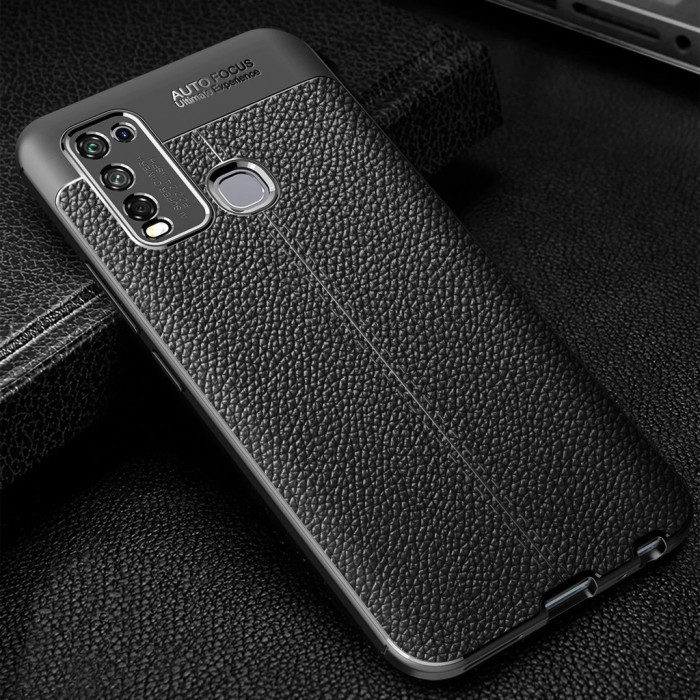 SILIKONE AUTO FOKUS LEATHER CASE KULIT BLACK FOR VIVO Y50 - VIVO Y30