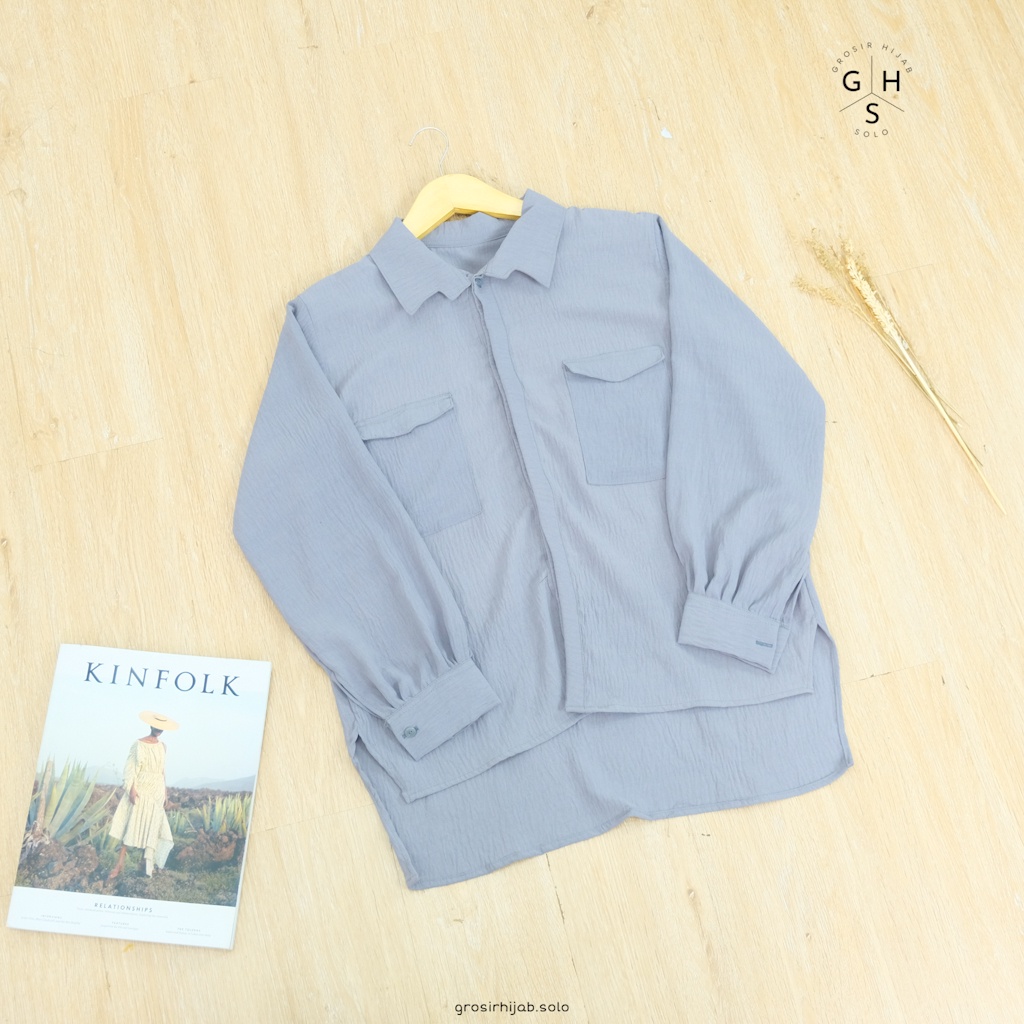 (AMD) KEMEJA ANGGITA BLOUSE ATASAN WANITA SHIRT-K ANGGITA ABU