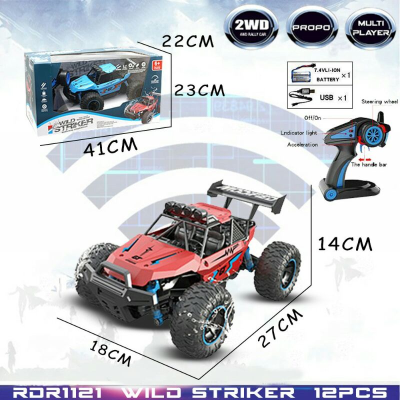 RDR1121 MERAH RC Propo Wild Striker Monster Mainan Anak Mobil Remote Control Radio Control Hobi Kole