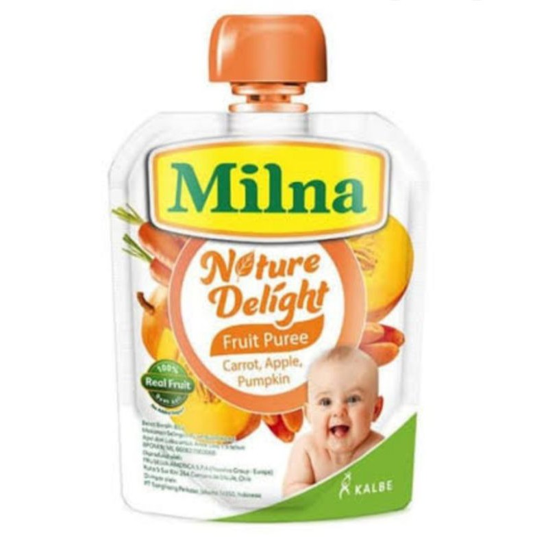 Milna Nature Delight puree buah mpasi bayi banana strawberry apel