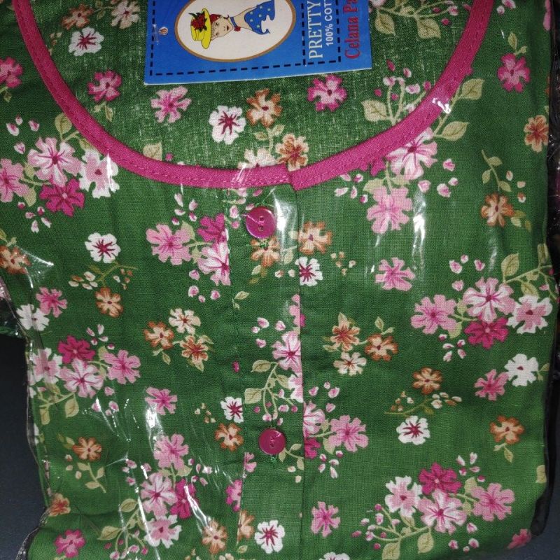 Piyama Cp set celana panjang Katun Motif Bunga Pretty girl-KODE 18B