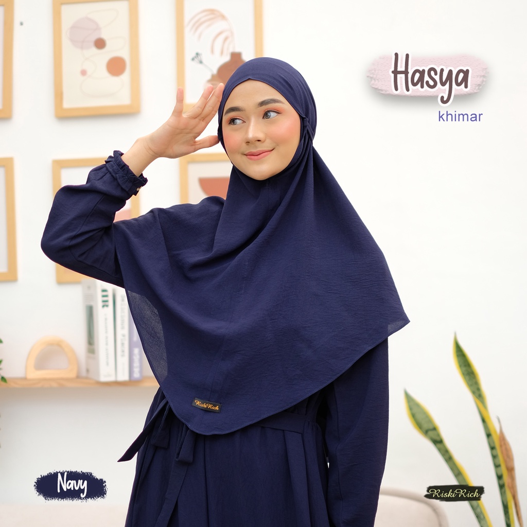 Riskirich Hasya Khimar Jilbab Bergo Uk Standar dan Jumbo Bahan Airflow Crinkle Premium