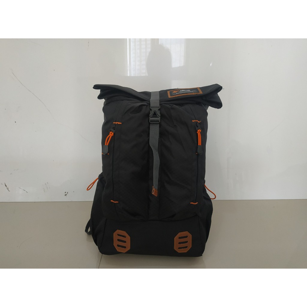 Elbrus Tas Punggung Pria Ransel Backpack Tutup Lipat Gulung Rolltop Tahan Air Hitam Merah Original