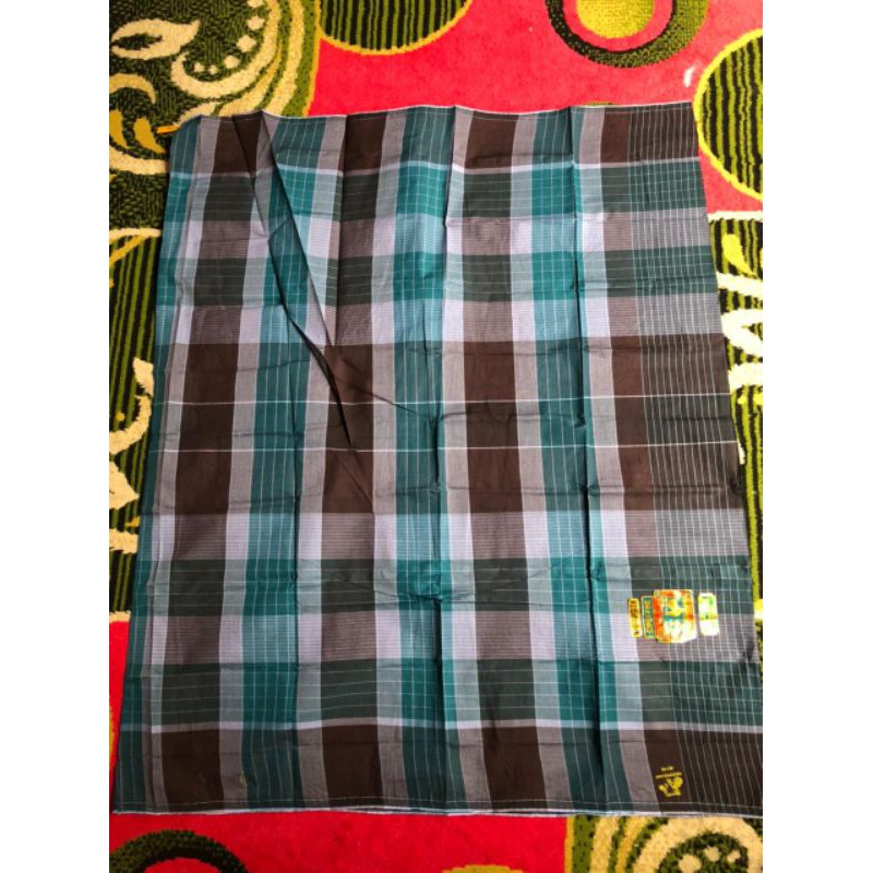 Sarung cap ayam dua biru kotak kotakbusana muslinpakaian sembahyanghadiah pernikahanbaju koko