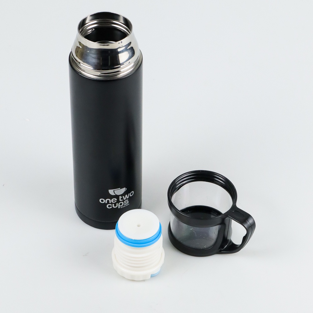 Botol Minum Thermos with Cup Head 500ml - SUS304 - OMHZXXBK Black