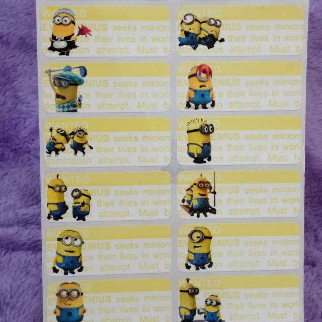 

Stiker label nama waterproof Minnions