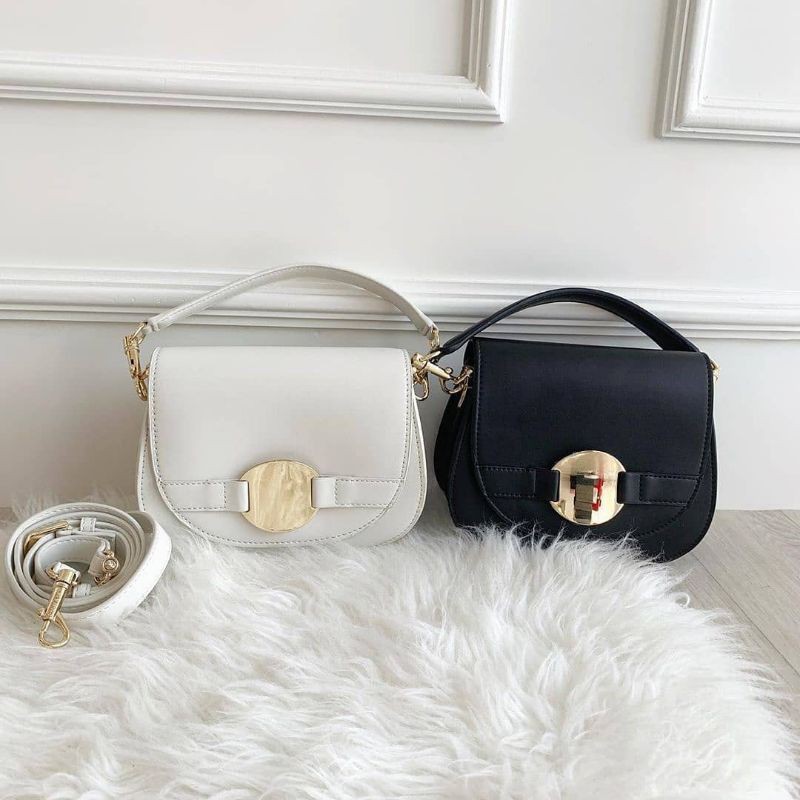 CK Metal Accent Shoulder Bag