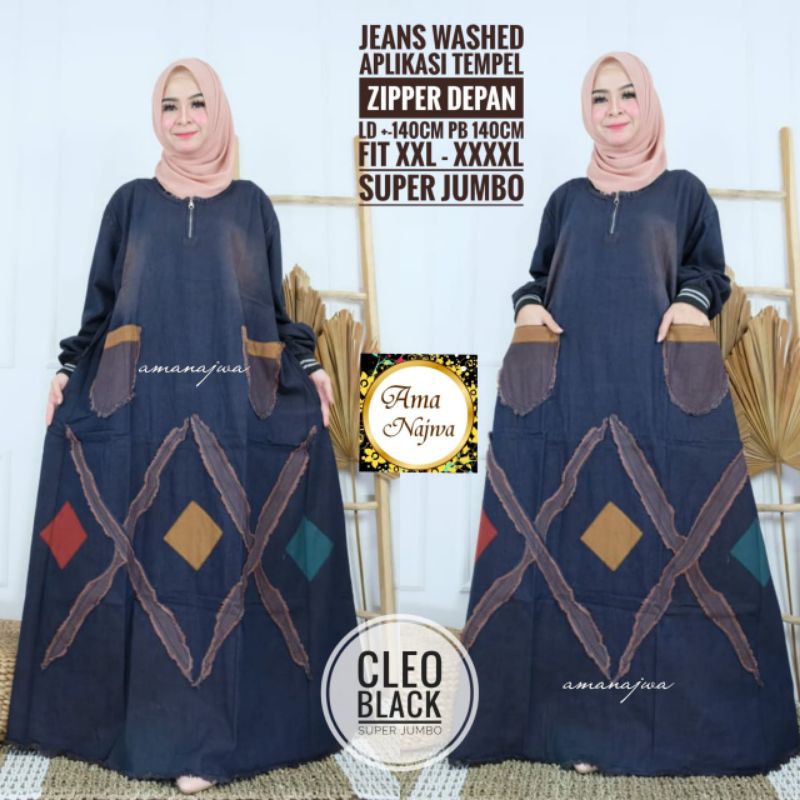 Cleo gamis jeans jumbo XXXXL LD 140