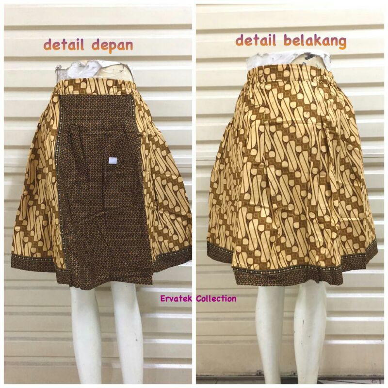 Rok Klok Pendek kode K017 Batik Halus | Rok Midi Batik All size