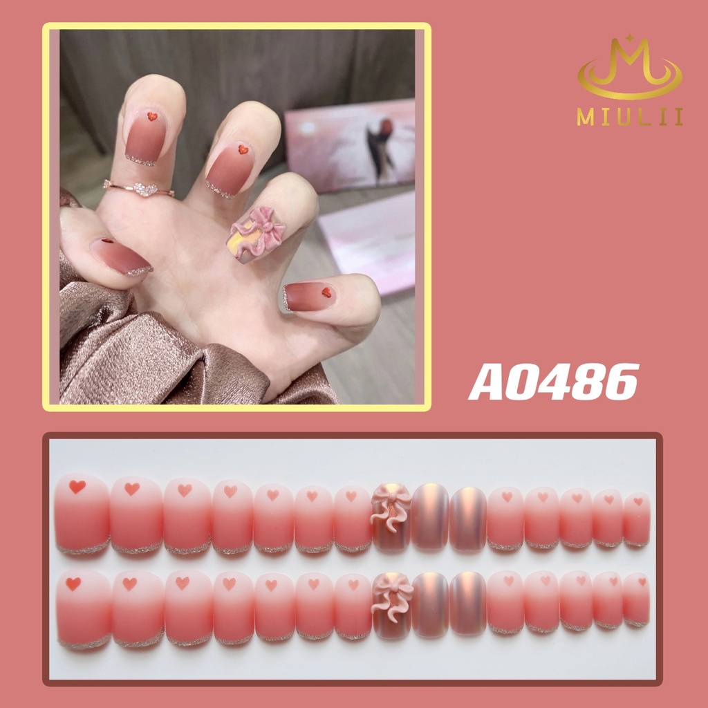 MIULII / KUKU PALSU  A0486  / 24PCS / 3D / NAIL ART / PREMIUM / CUTE / BIRU / FREE LEM JELLY / KUTEK