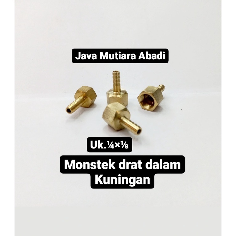 sambungan konektor selang air drat dalam 1/4x1/8'' inch kuningan