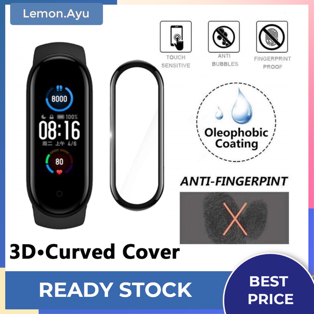 Anti Gores 3D Protector Full Screen Cover Black Side Untuk Mi Band 3 4 5 6