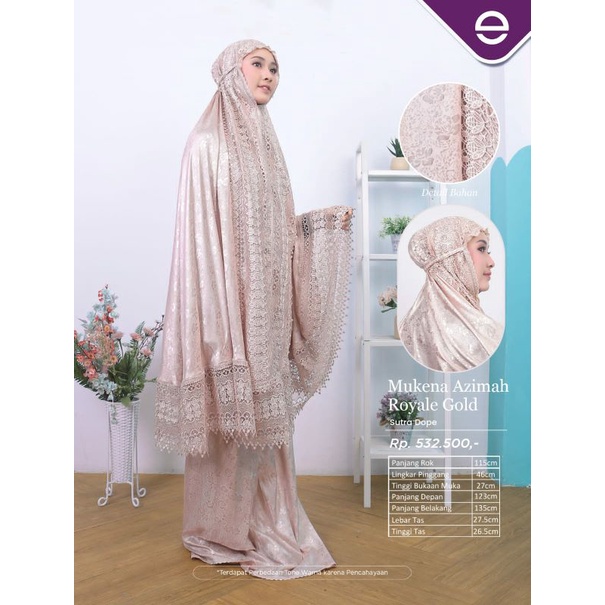 Ethica Mukena Azimah Royale Gold / Mukena Cewek Terbaru 2022 / Mukena Masa Kini Original