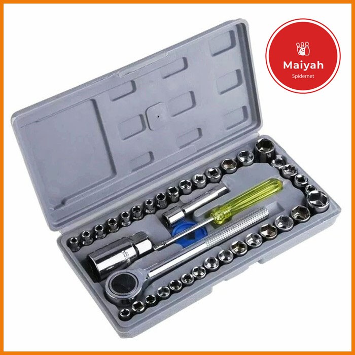 SET Kunci sok 40 in 1 Merk AIWA Peralatan Tools Multifungsi Mobil Motor kuci ring komplet lengkap le
