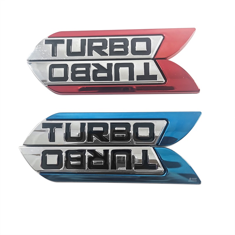 2pcs Stiker Emblem / Badge Logo TURBO Universal Bahan Metal Untuk Dekorasi Fender Body Mobil