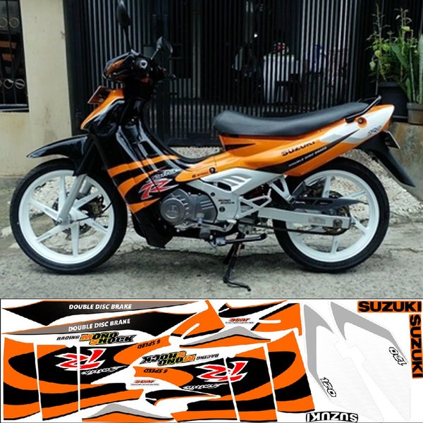 Striping Satria R lumba orange hitam Printing Laminasi 3M