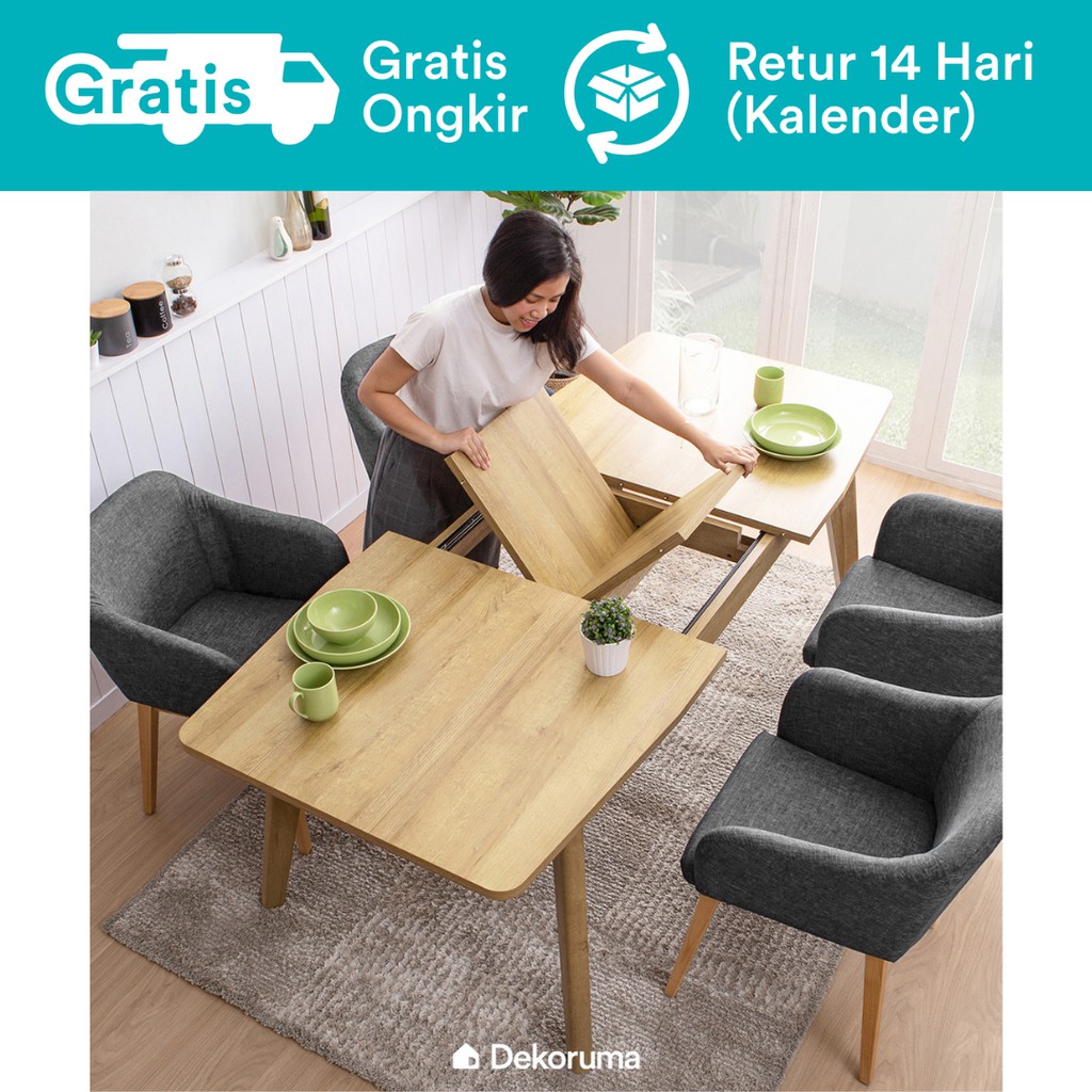 Dekoruma Setsu Meja Makan Minimalis Extendable Dining Dekoruma Setsu Meja Makan Minimalis Extendable Dining