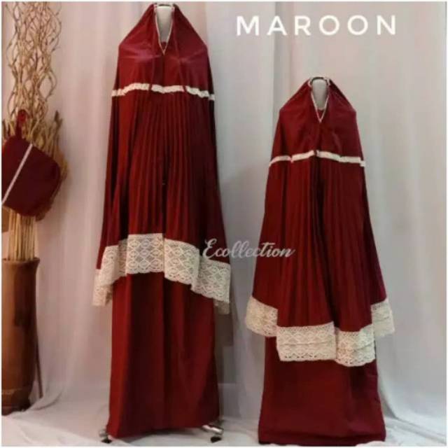 MUKENA PLISKET RENDA COUPLE / MUKENA KATUN PLISKET MICRO / MUKENA PLISKET COUPLE IBU DAN ANAK