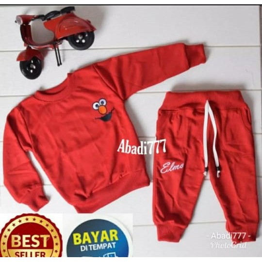 Setelan Anak Cewek Cowok Baju Elmo Sweater Dan Joger Anak Usia 1-5 Tahun