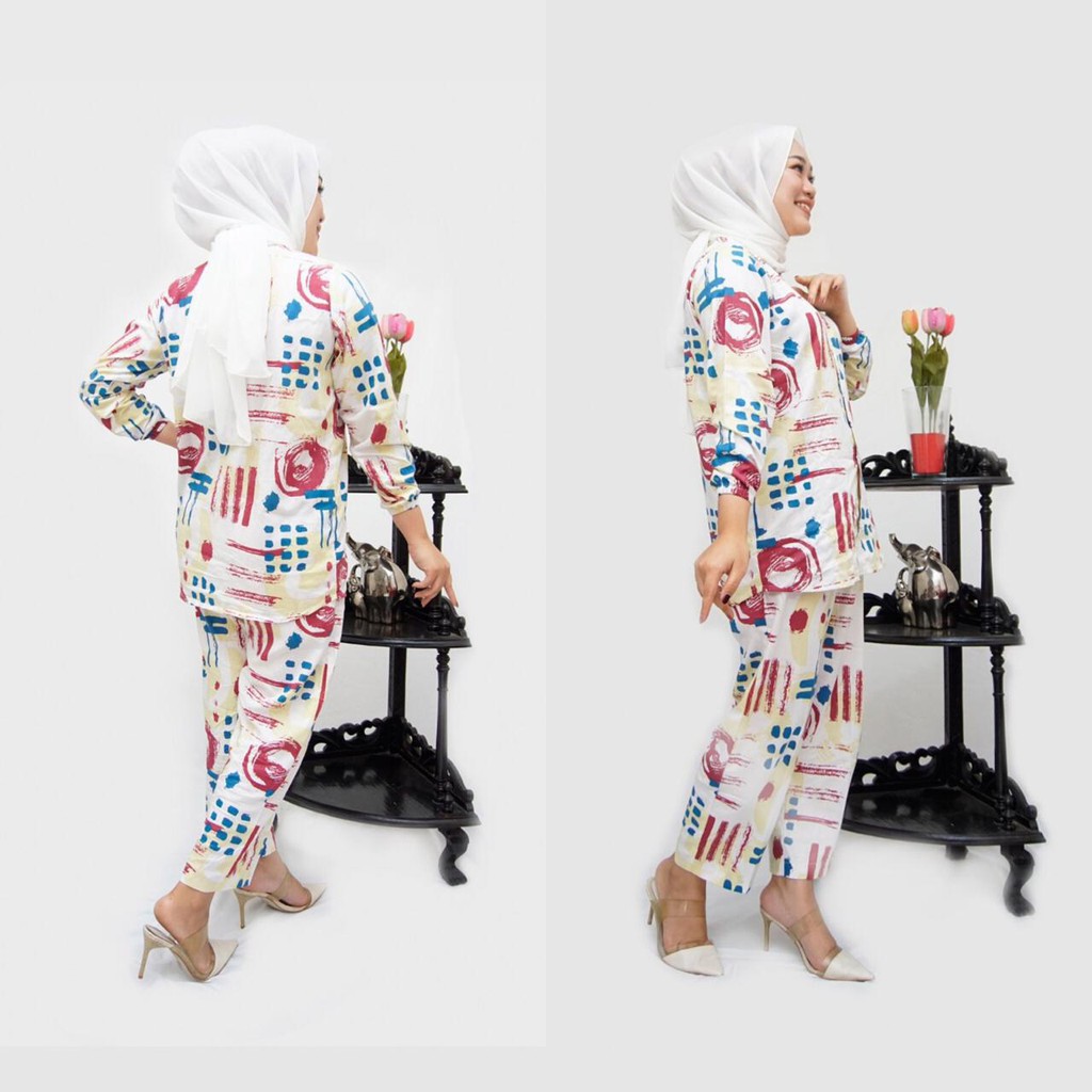 Tokomilkan - Setelan Motif Wanita Corak MULAN SET Tie Dye Bahan Katun