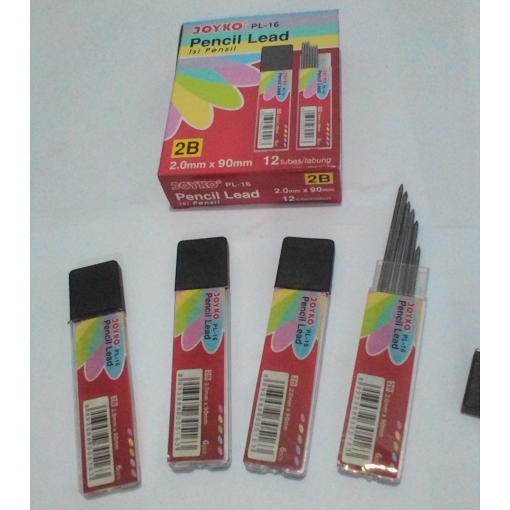 

Isi pensil mekanik joyko 2B 2.0mm PL-16/ pencil lead Joyko PL-16 2.0mm besar teba pertube(6pcs/btng)