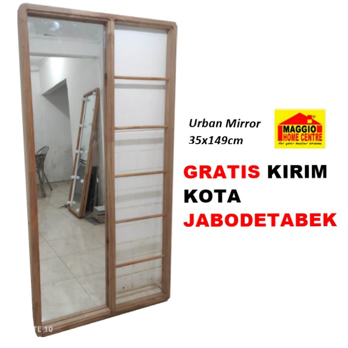 KACA STANDING - STANDING MIRROR KAYU ASLI DENGAN GANTUNGAN CERMIN - URBAN MIRROR