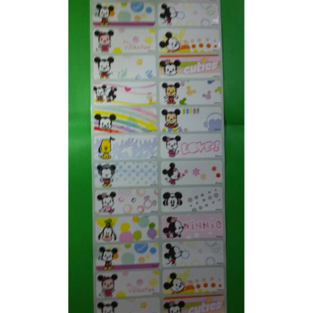 

MICKEY CUTIES Stiker label nama waterproof anti air murah