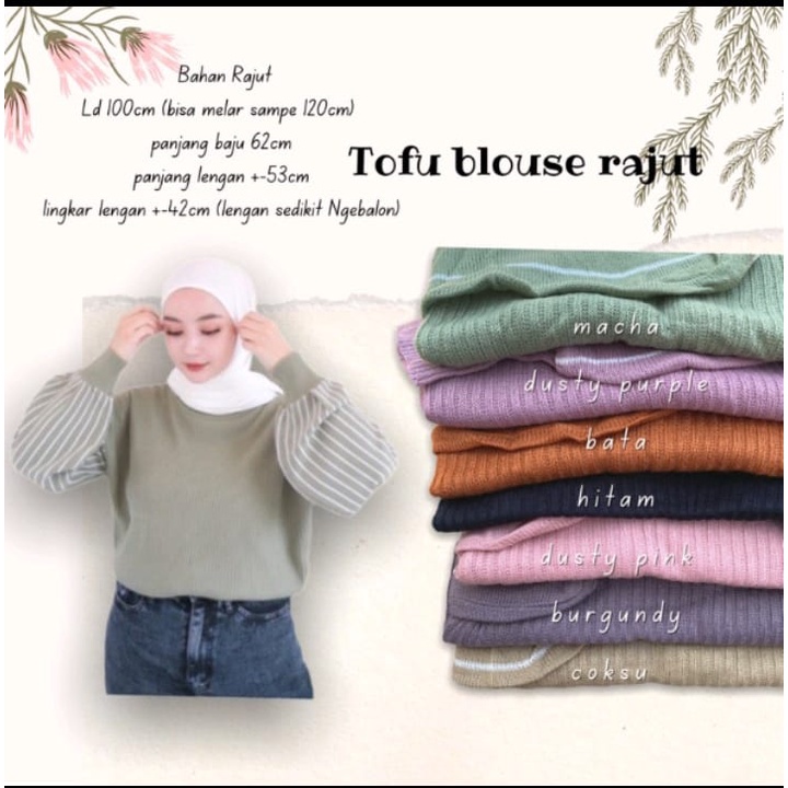 Blouse Blaster Rajut Vania Tofu / Atasan Rajut / Baju Rajut Oversize / Rajut Lengan Balon / Cardigan