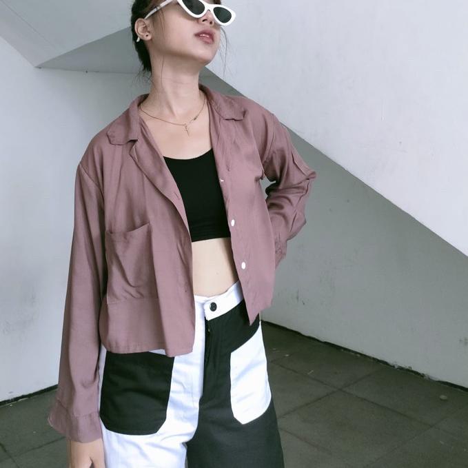 ™ GFS AT MONICA RAYON DIAMOND CROP SHIRT ➲