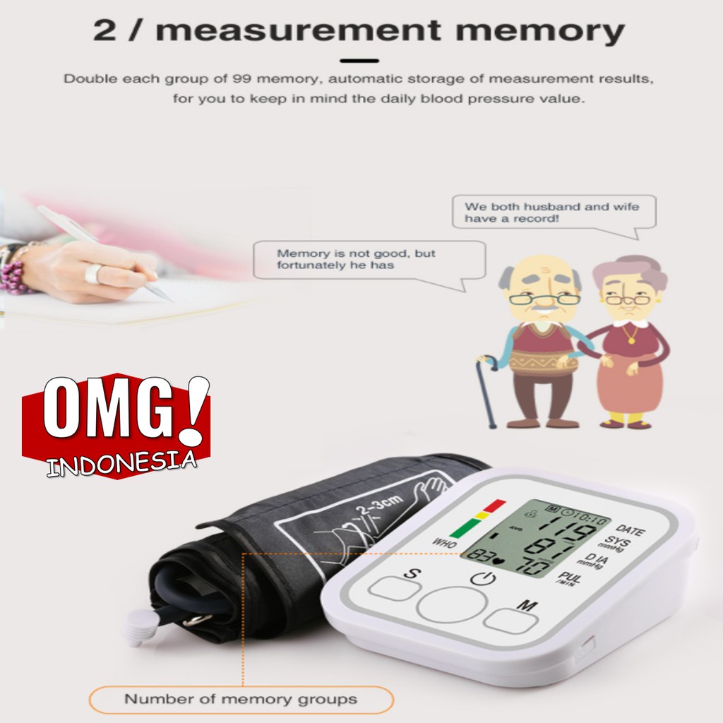 TENSIMETER DIGITAL LCD DISPLAY PENGUKUR TEKANAN TENSI DARAH PORTABLE BLOOD PRESSURE ELEKTRIK [ COD ]-2