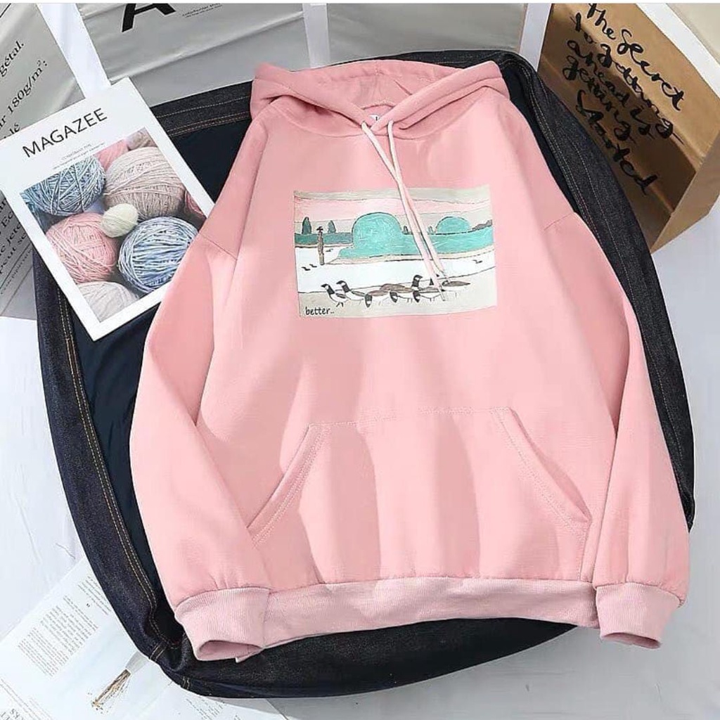 Pigeon Hoodie Wanita Korean Style Bahan Flacee