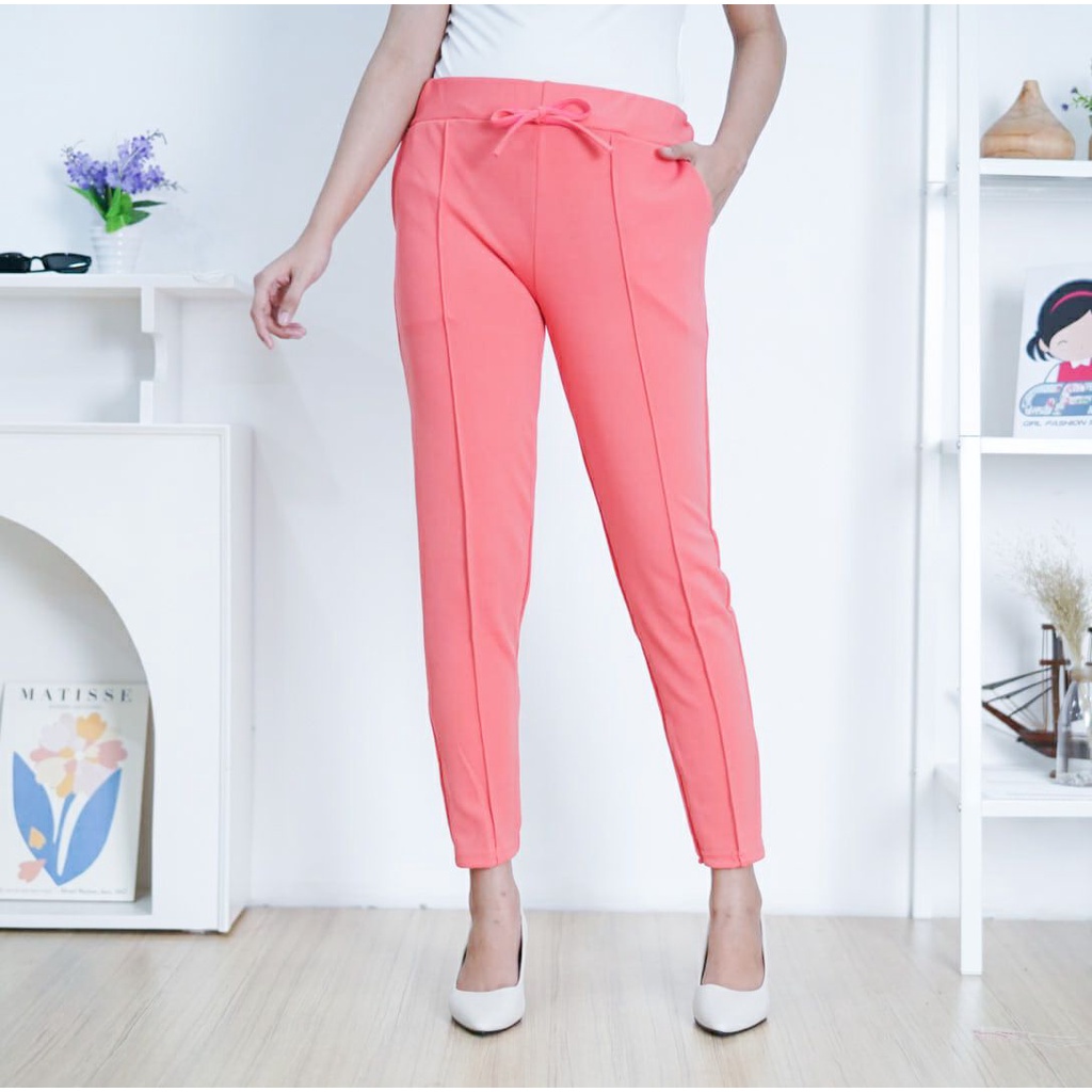 BEFAST - ZFS OOTD Celana Panjang HIKA / DOTY BASIC SCUBA PANTS / Celana Panjang Wanita / Celana Panjang Casual / Bawahan Celana Panjang kerja / Celana Panjang Formal / Terbaru / Celana Polos Kekiniaan Remaja