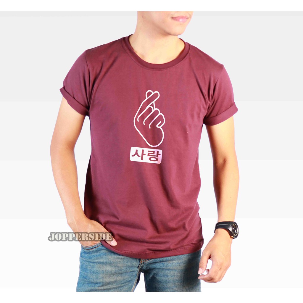 JOPPERSIDE KAOS DISTRO TULISAN FINGER LOVE HEART KOREA KOREAN STYLE PRIA WANITA ORIGINAL TS79