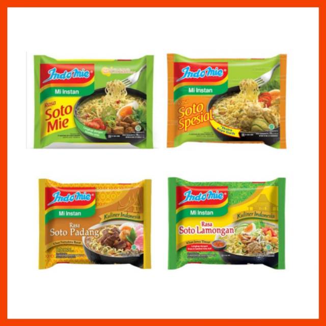 

Indomie kuah (5 pcs) soto/soto spc/soto padang/soto lamongan