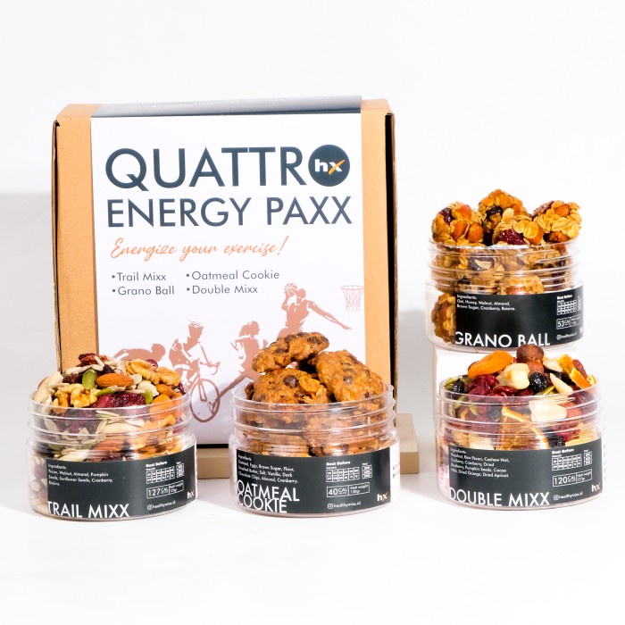 

Beautywearr - Quattro Paxx - Snack Sehat Trail Mix, Granola Ball, Oatmeal Cookie