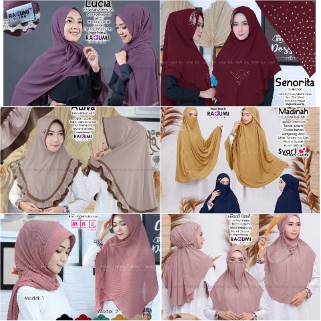 HIJAB INSTANT TERBARU RAQUMI/PASHMINA-HIJAB PLISKET-CADAR INSTANT-BERGO-KHIMAR