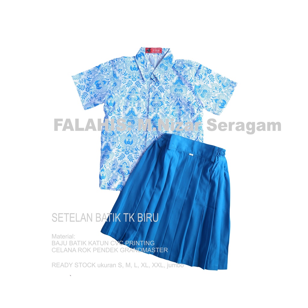 Setelan Seragam Batik TK Biru