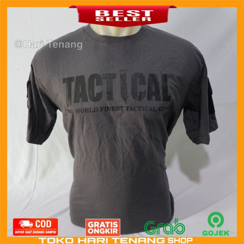 KAOS TACTICAL PENDEK ABU GELAP KAOS LOCAL