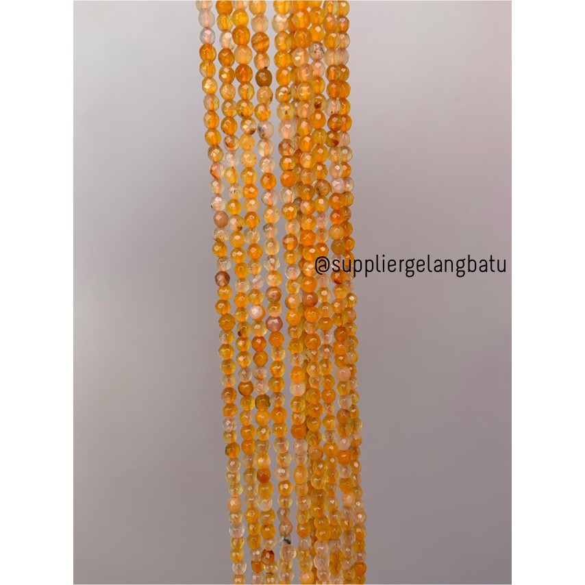 Batu Carnelian serat orange 4mm CUTTING natural oren bahan alam fesyen