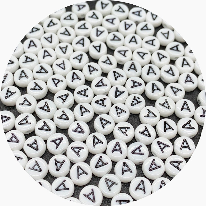 100pcs Manik-Manik Bentuk Bulat Motif 26 Huruf Ukuran 4x7mm Untuk Membuat Perhiasan Diy