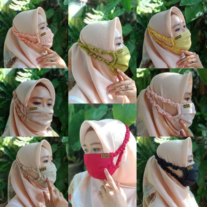 ORIGINAL MASKER LIND'OZ LINDOZ KERUT 3 LAPIS 3PLY/ MASKER HIJAB KERUT KAIN DIAMOND CREPE READY