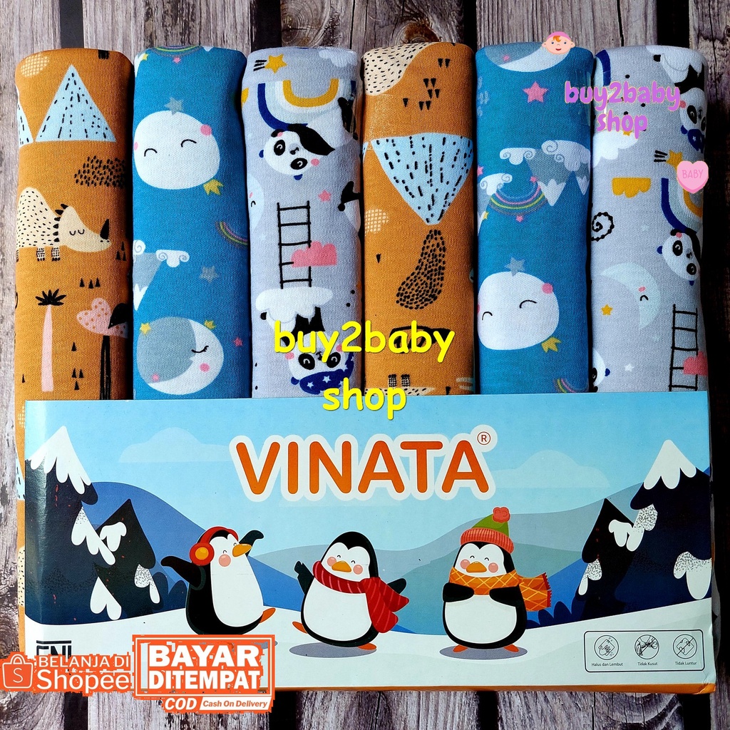 Bedong bayi Vinata bahan katun premium kualitas terbaik super comfort &amp; Soft isi 6 PCS