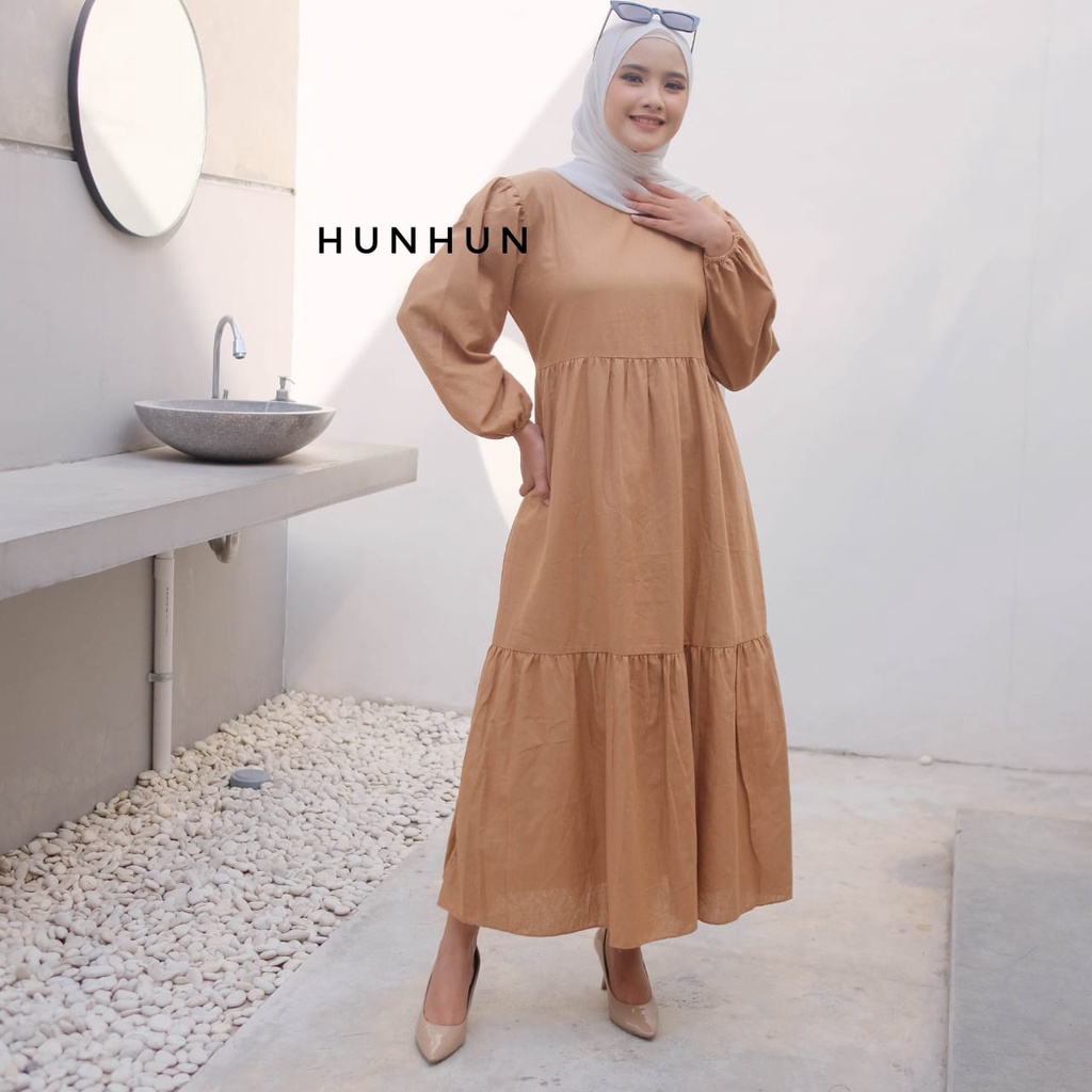 Almira Dress Linen Premium Gamis Linen Hits Termurah Pusatgrosir_solo