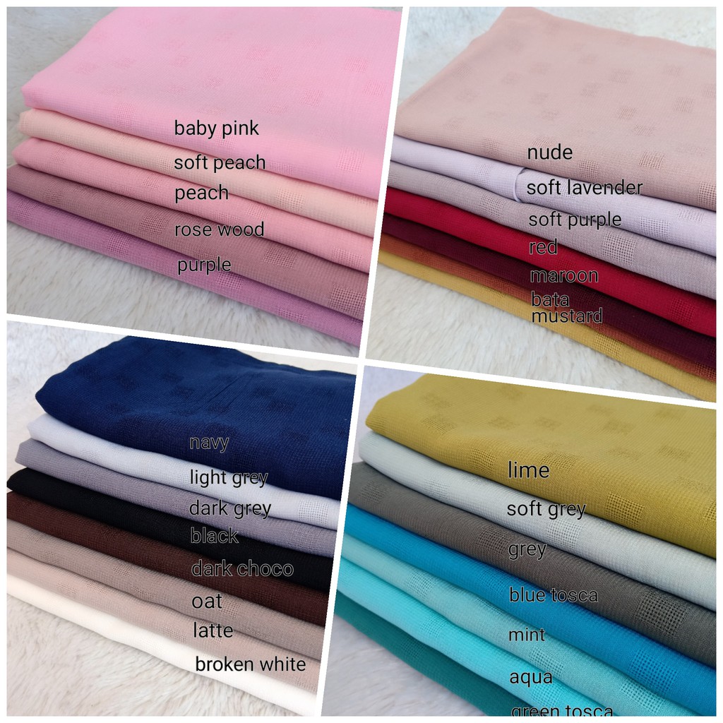 Hijab Polycotton Burberry Jilbab Segi Empat Polos