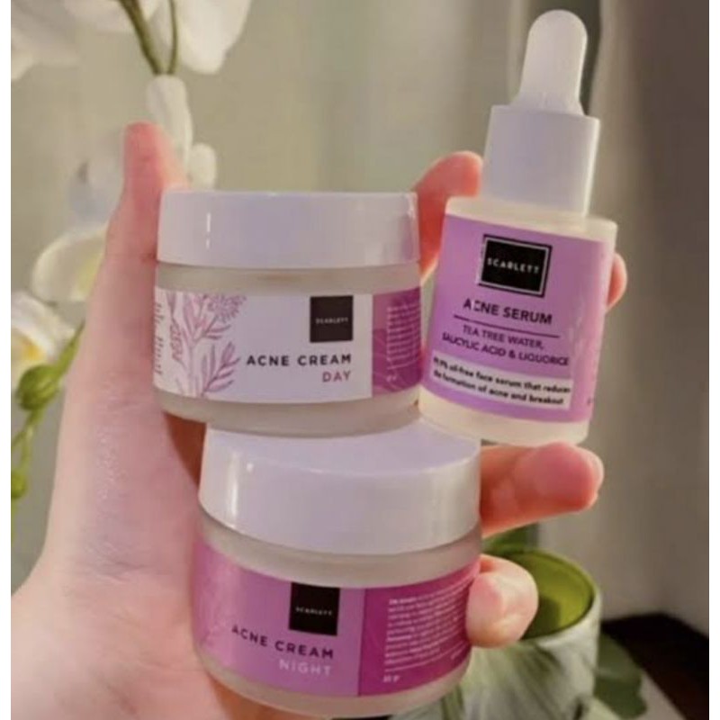 PAKET SCARLETT WHITENING ACNE SERUM / ACNE DAY CREAM / ACNE NIGHT CREAM
