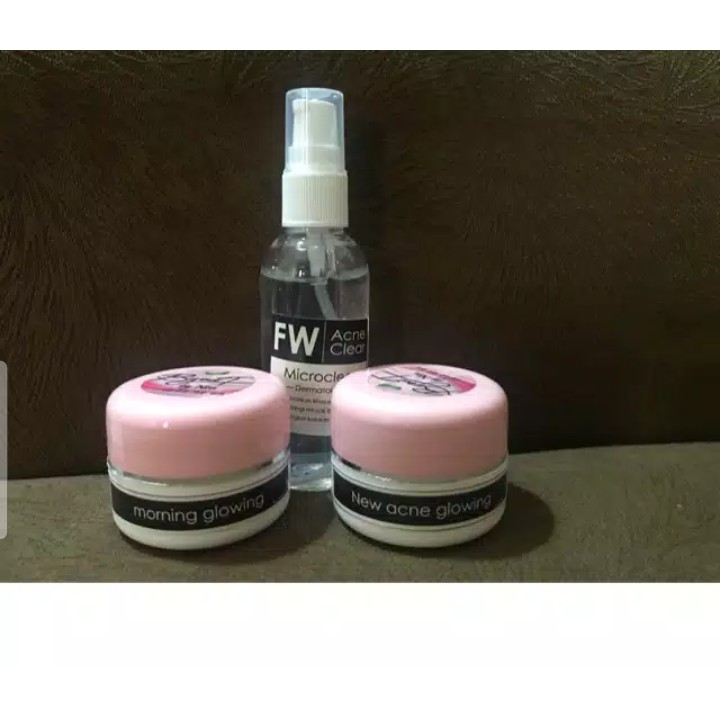 Paket perawatan new acne glowing whitening jerawat cream malam ori bpom krim farma dokter farmasi