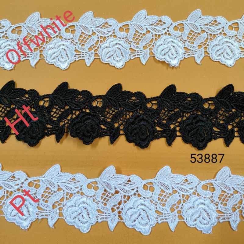RENDA-OKI/giper-offwhite-hitam-putih*lebar#6cm#motif-menarik